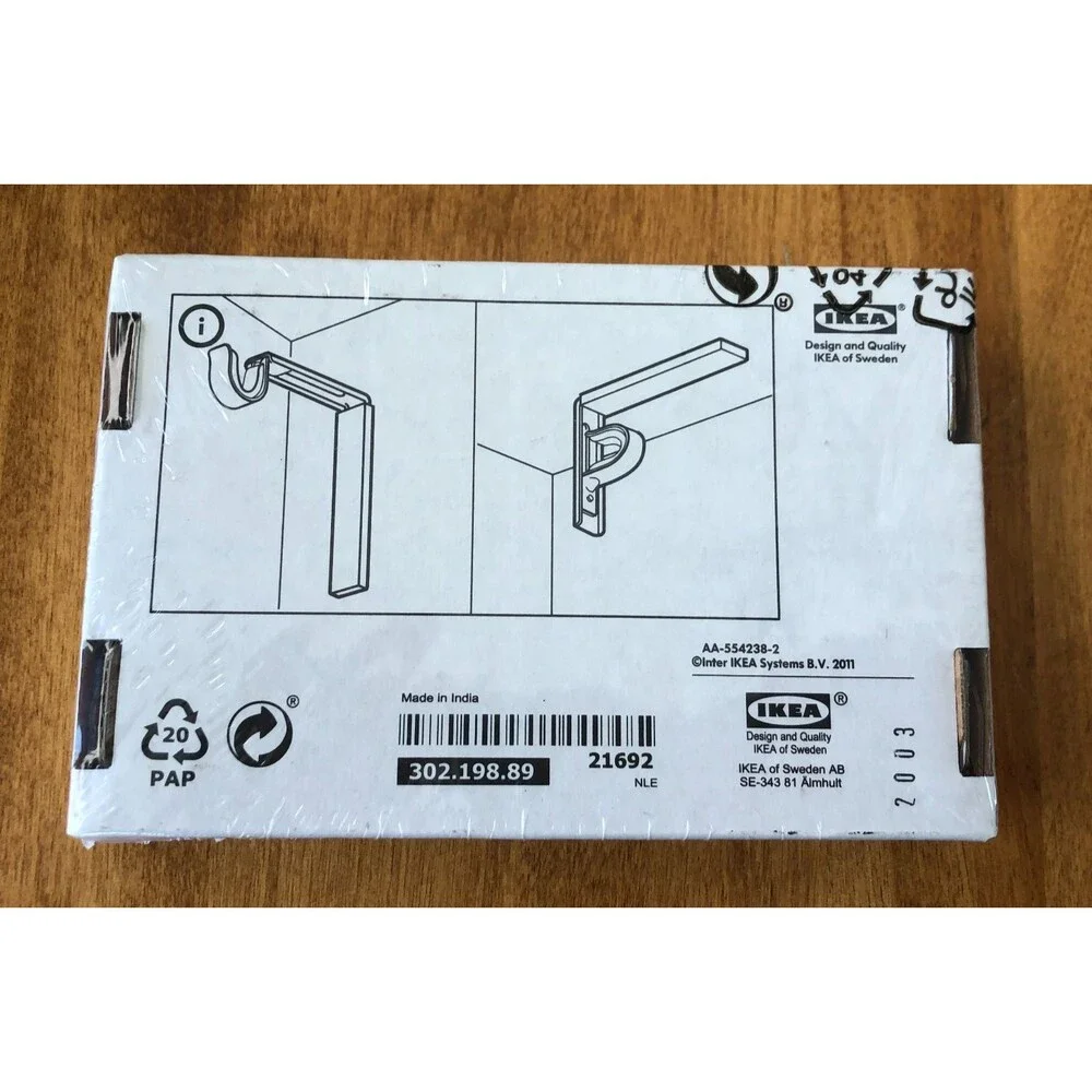 IKEA Betydlig Wall Curtain Rod Bracket White Set of 2 302.198.89 NEW